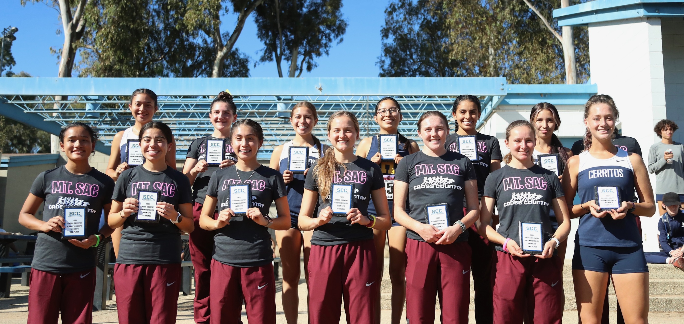 The 2021 All-SCC Women's Country Team (photo by Michael Watkins).